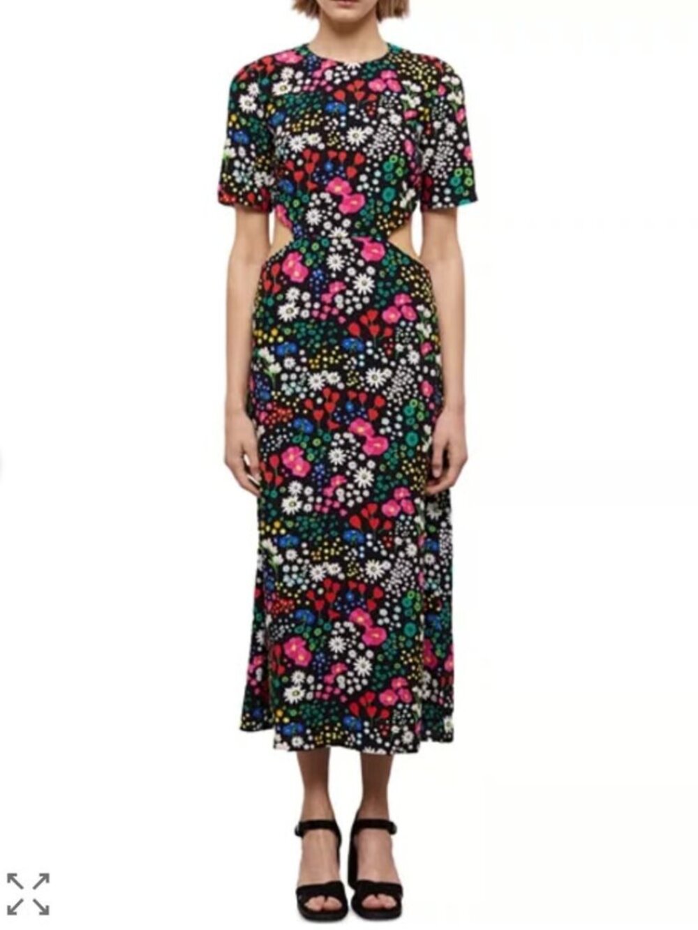 The Kooples “Joyful Flowers” Floral Cutout Midi Dress - XS/S - EUC
